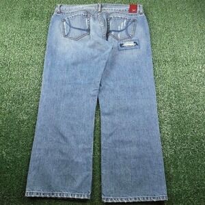 Y2K !iT Jeans‎ Mens Distressed Wide Leg Denim Light Wash Blue Size 31 34x30